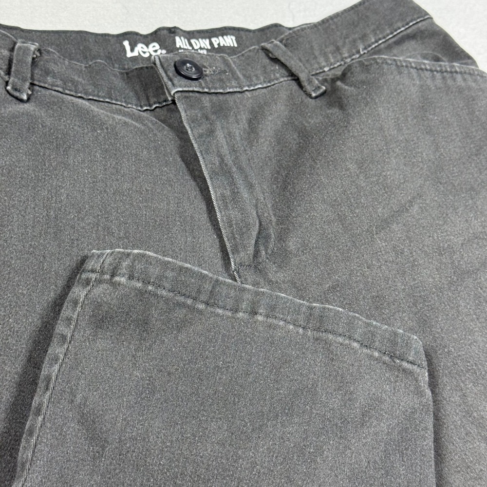 Lee All Day Pant Charcoal Gray Straight Leg Mid Rise Trousers Womens 8 Medium
